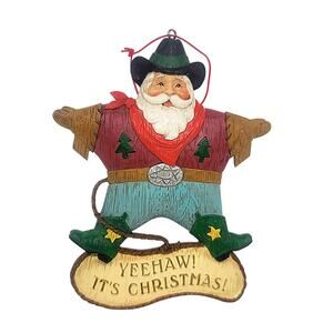Cannon Falls Resin Cowboy Rodeo Santa "Yeehaw! It's Christmas!" Ornament 5" CL1